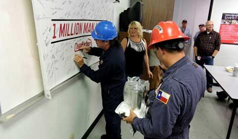 safety harbors clean milestones banner significant hits across canada commemorating employees facility deer million hours mark sign park